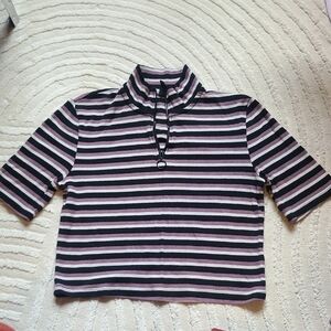 Striped Crop Top with Zipper